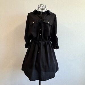 BeBop Black Long Sleeve Shirt Dress